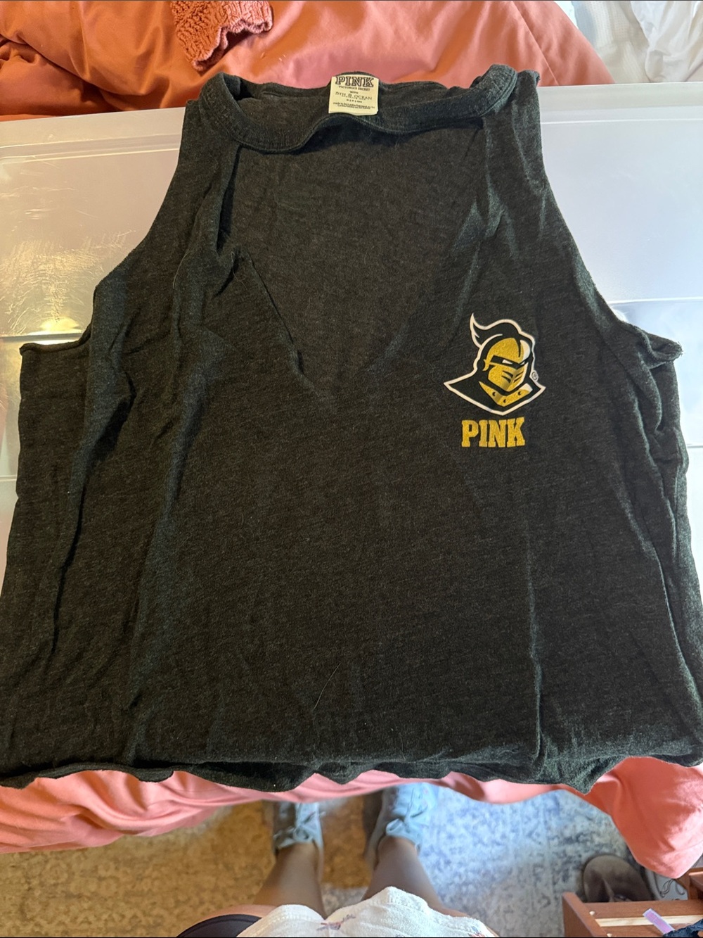 PINK Victoria's Secret Black Tank with UCF Gold Knight Logo